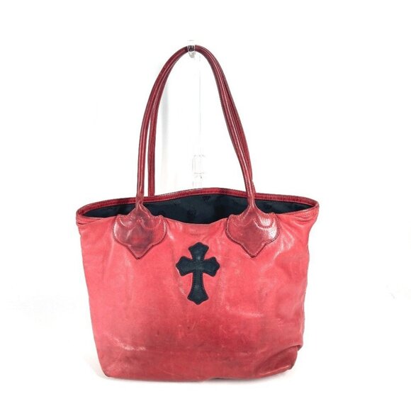 CHROME HEARTS FS tote Bag Tote Bag Shoulder Bag Leather Red - Picture 1 of 16